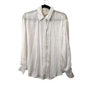 PIPPA THE LABEL Satin Button‎ Down White NWT XS